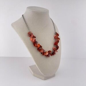 Y2K Mermaid Shell Statement Necklace in‎ Red + Silver